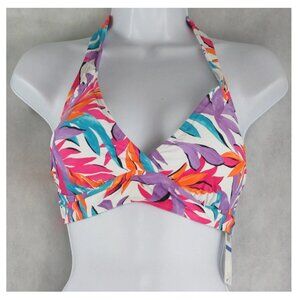 Anne Cole Women's Marilyn Halter Bikini Top Swimsuit, Floral Multi, Size D-Cup
